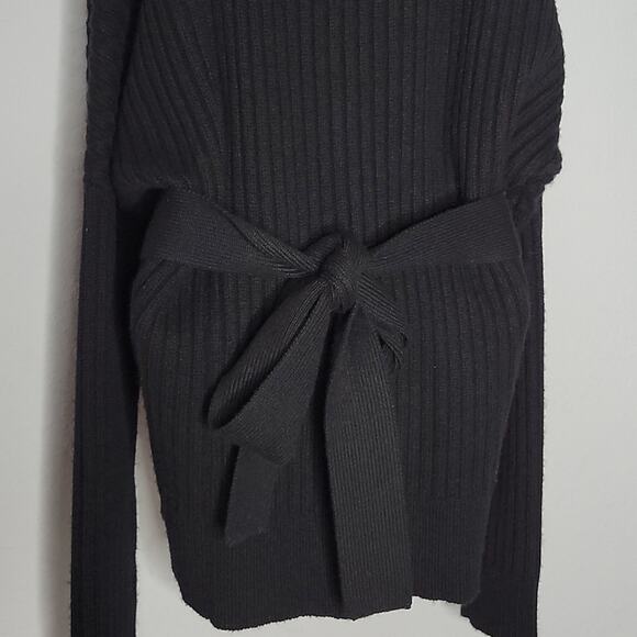 Derek Lam 10 Crosby Black Cold Shoulder Wool Blend V-Neck Sweater NEW Small - Picture 7 of 12
